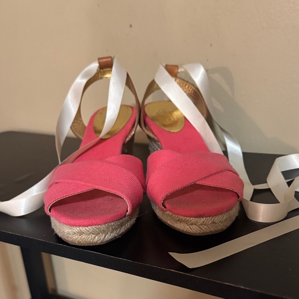 Elegant Pink Espadrille Wedge Sandals